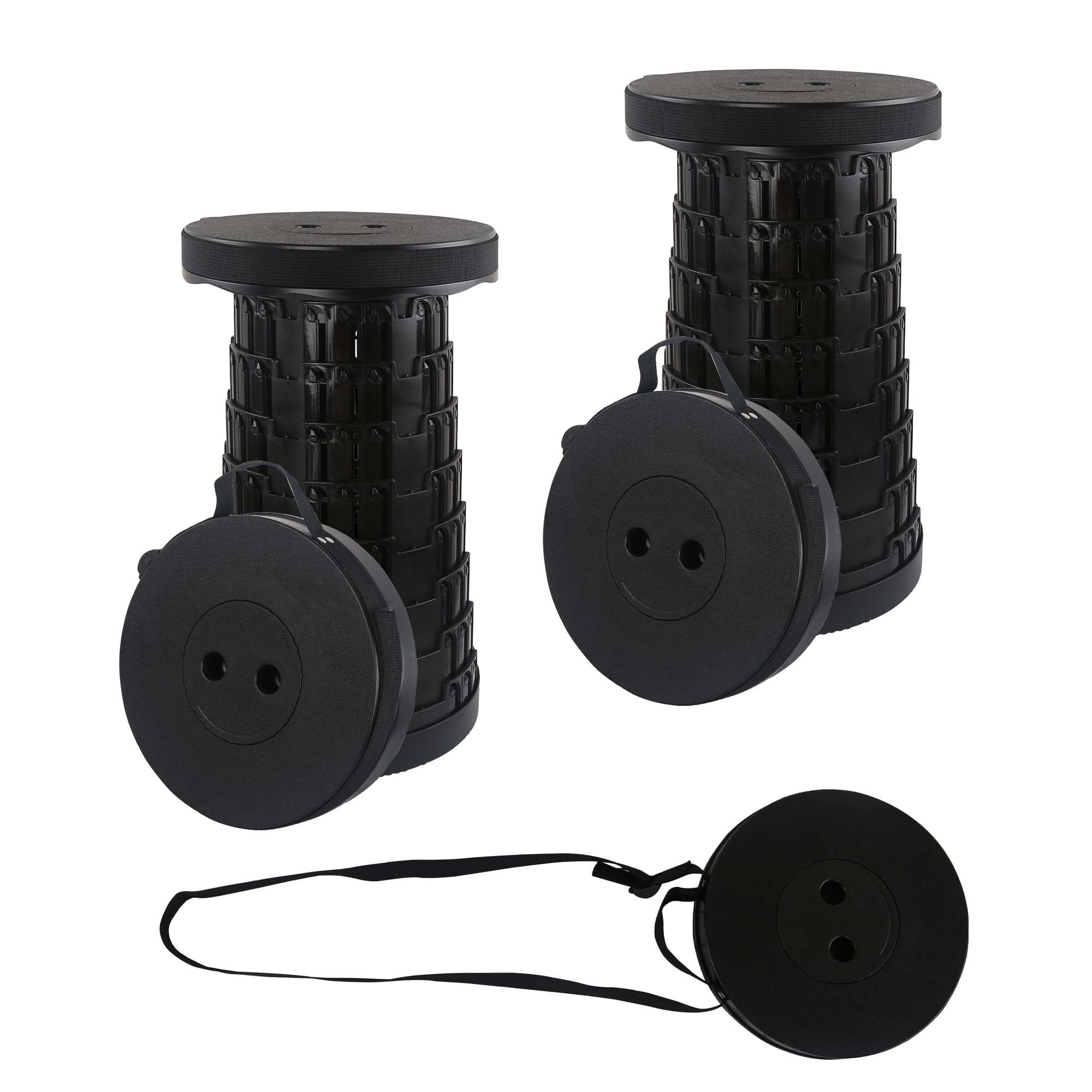 Learnspielzeug 2pcs Folding Stools for Adults Telescopic Stool Max Load 460lbs/210KG Camping Foldable Stool Seat Portable Collapsible Stools for Outdoor BBQ Garden Camping Indoor (Black)