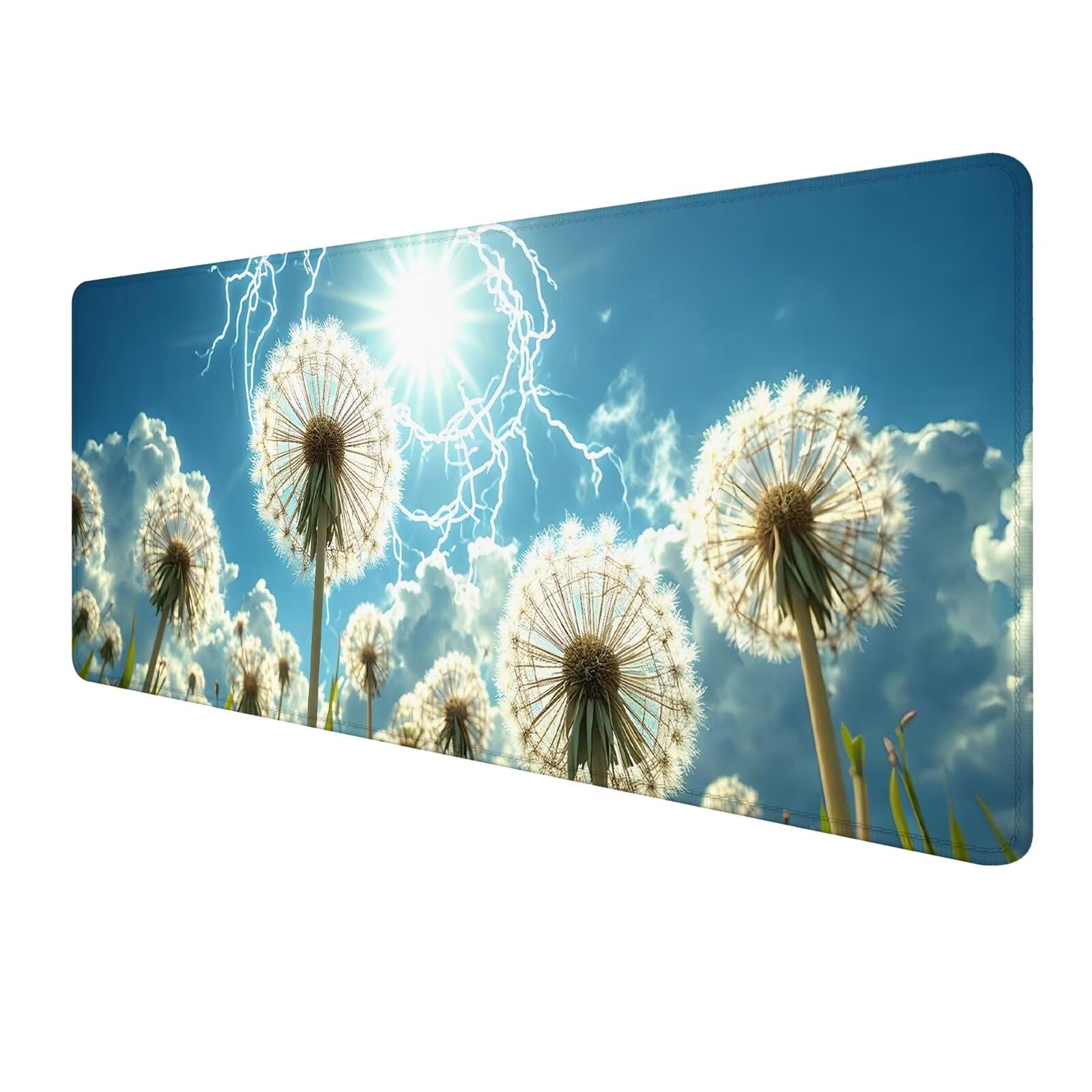 Blu Tappetino Mouse Gaming, Tappetino Mouse XXL 1200 x 500 mm, Tappetino Mouse Fiore, Mouse Pad con Base Antiscivolo, Bordi Cuciti Tappetino per Mouse, Tappetino Mouse Gaming di Alta Precisione S-922