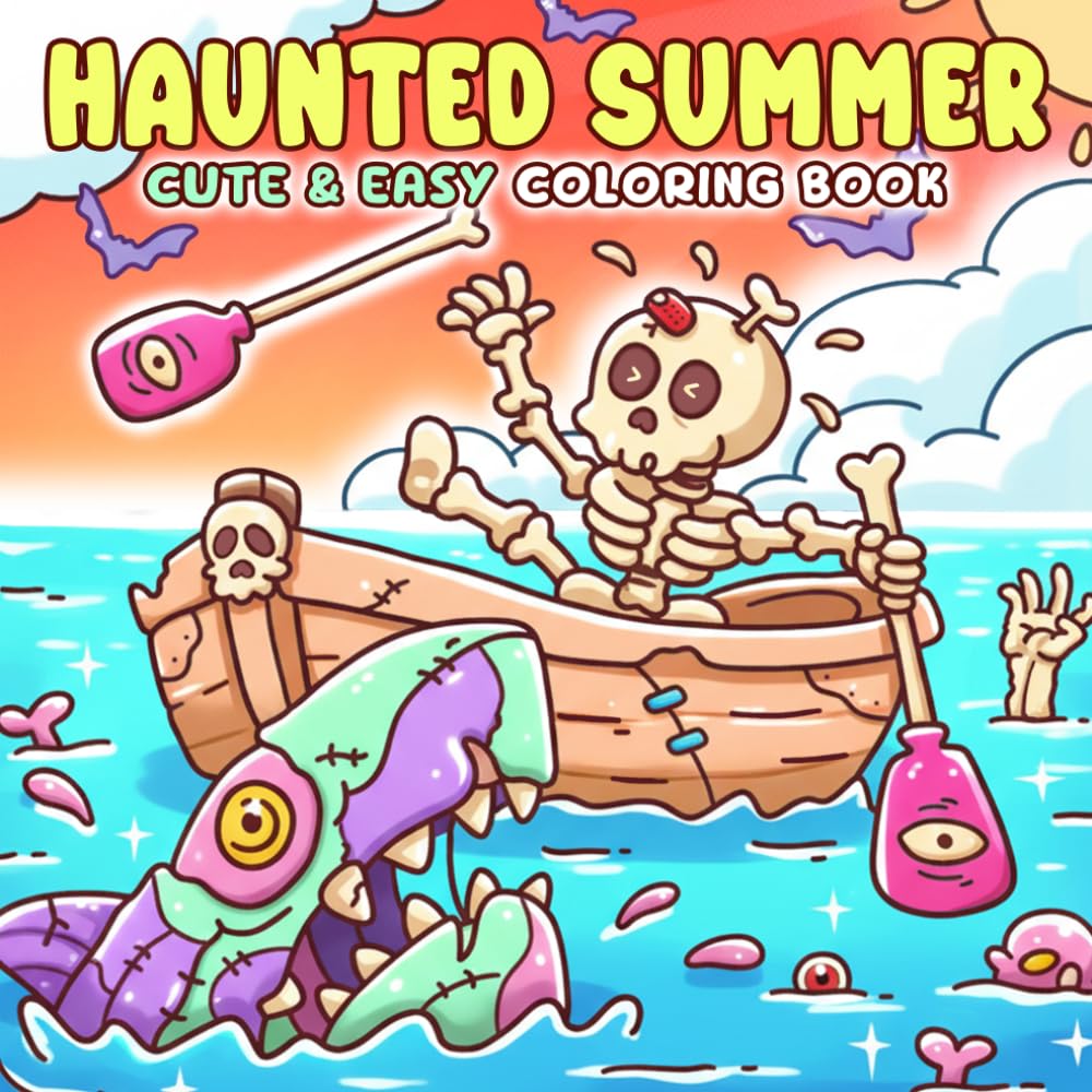 Haunted Summer Coloring Book: Playful Spirit World Coloring Pages for All Ages with Spooky Creatures, Sunny Beach, Cozy Holiday Moments to Unwind And Have Fun