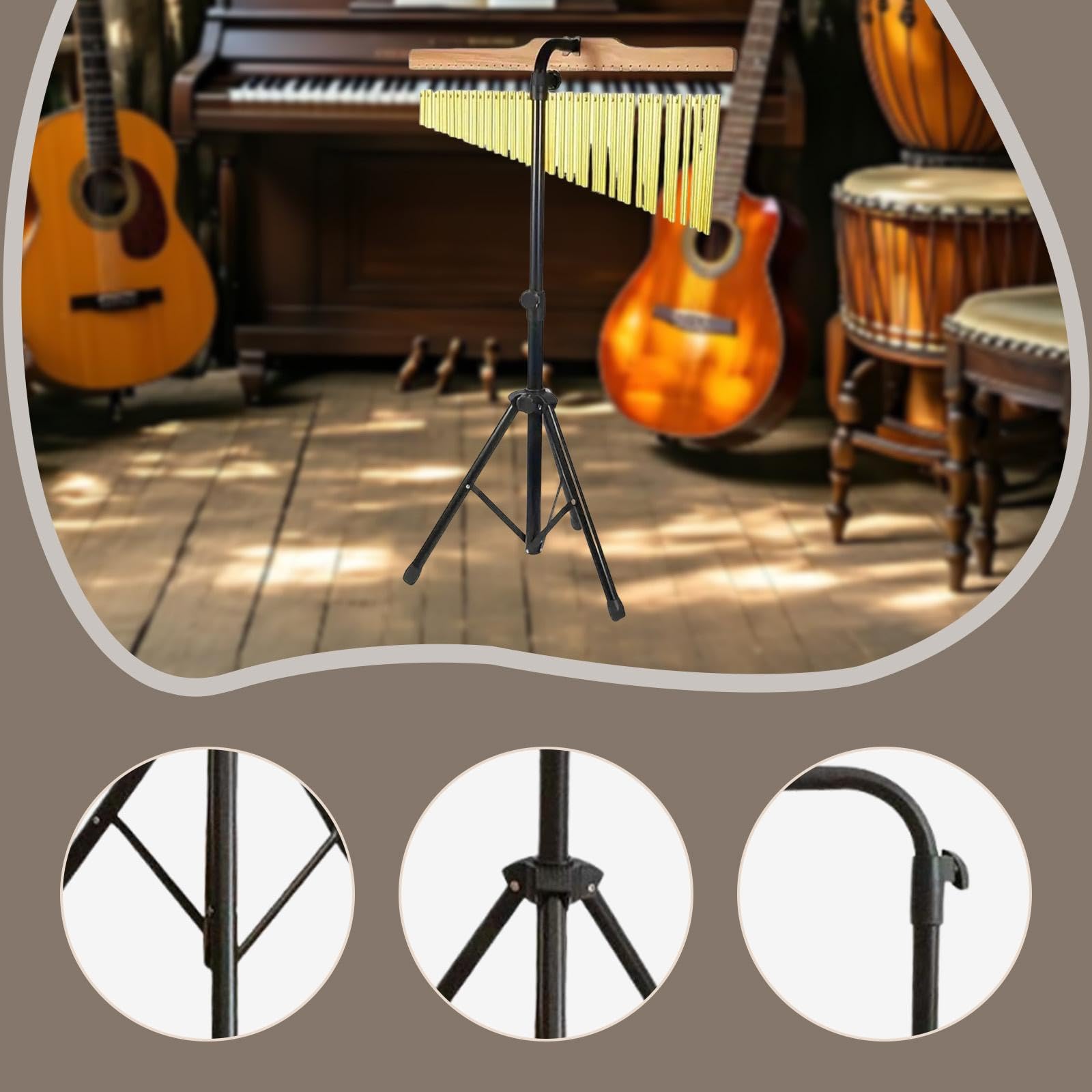 Supporto per Glockenspiel Da Barra, Regolabile, Accessori per Strumenti a Percussione, Supporto per Campanelli a per Prove, Nero