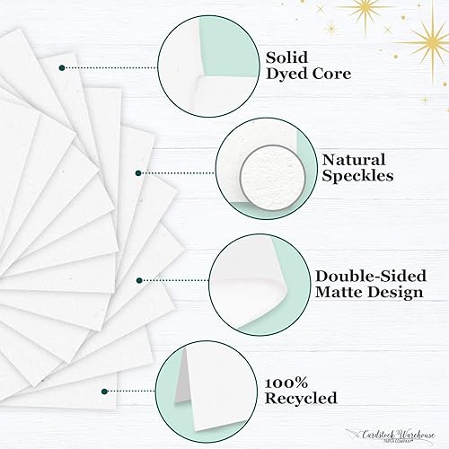 Miniatura 3 de White SpecKLETONE - Papel de cartulina 100% reciclado, 12 x 12 pulgadas, 80 libras, cubierta de 25 hojas