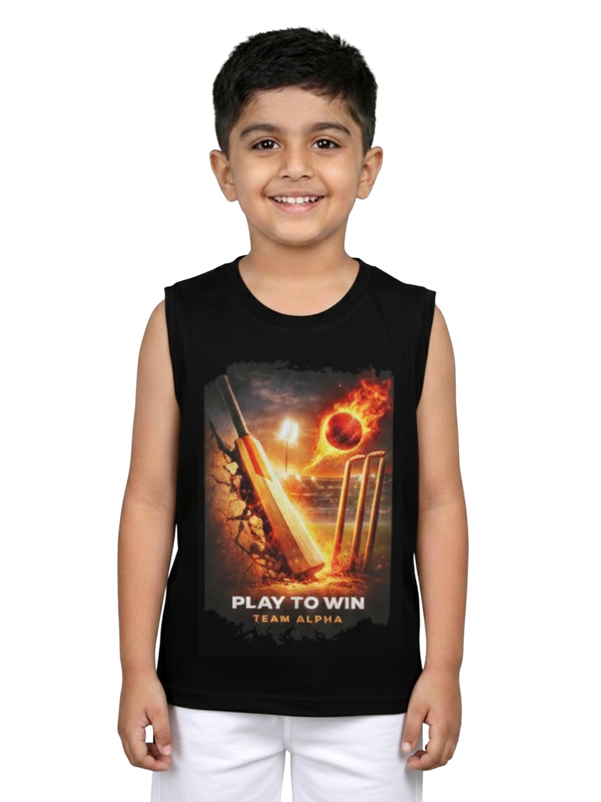 KiddoPanti Kids Boys Sleeveless Cotton T-Shirt | 100% Cotton Single Jersey Knit | Round Neck Solid Casual Vest Tee | Soft & Breathable Summer Wear for Kids-picture-10