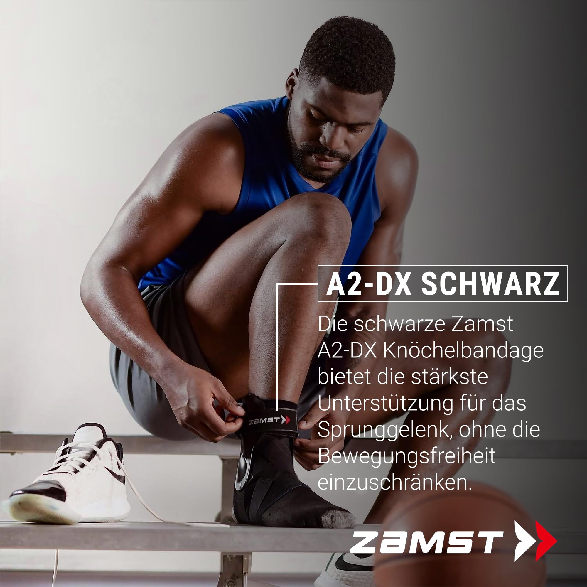 Zamst A2-DX Sprunggelenkbandage (Rechter - M) Verstellbar gegen Umknicken - Schwere Verstauchungen Grad III Chronische Instabilität - Ideal zum Sport- Bandage Fußgelenk - Korrekte Passform R&L