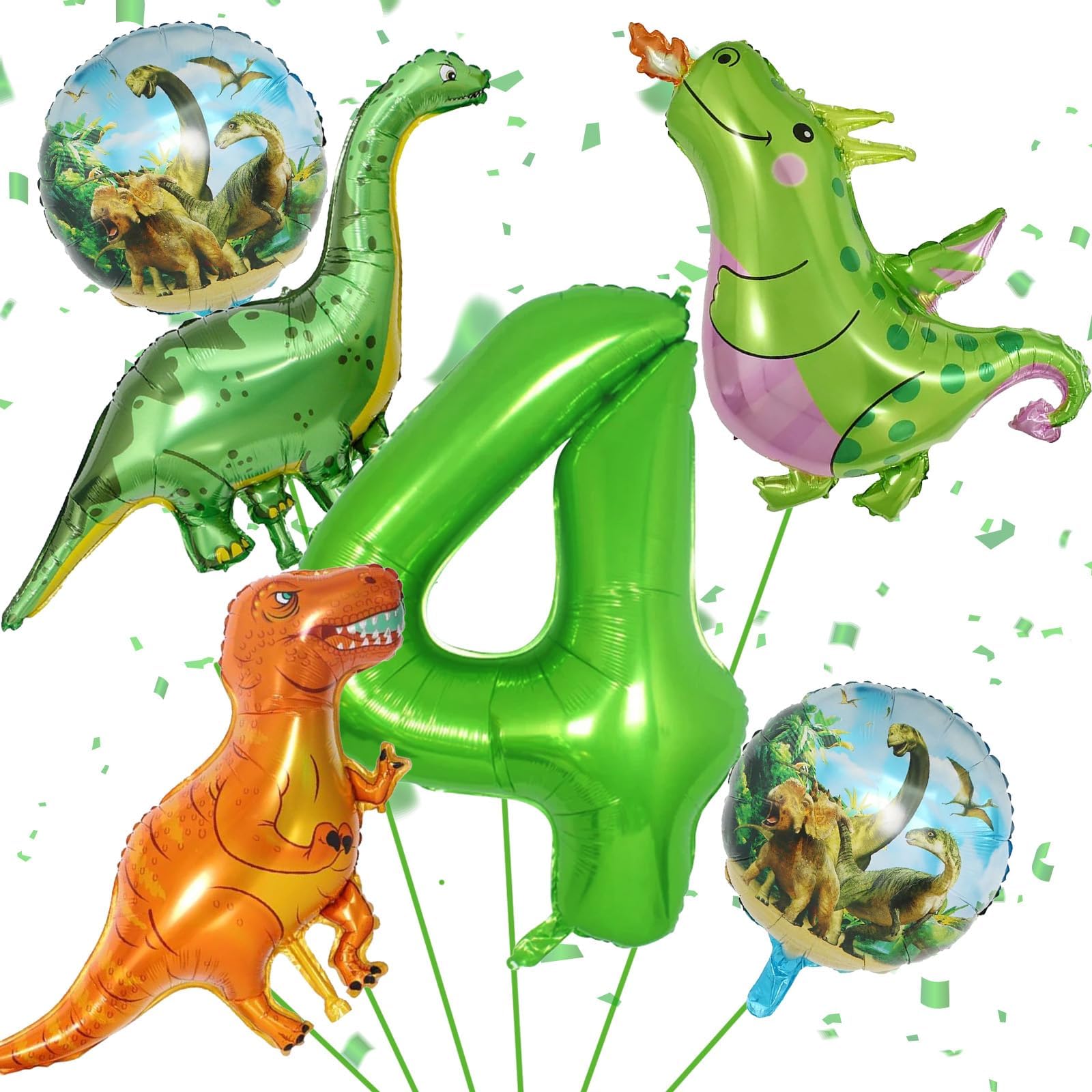 Dinosaur 4th Birthday Decorations, Dinosaur Birthday Party Decorations with Giant Inflatable Dinosaur Balloons 40 Inch Helium Foil Mylar Number 4