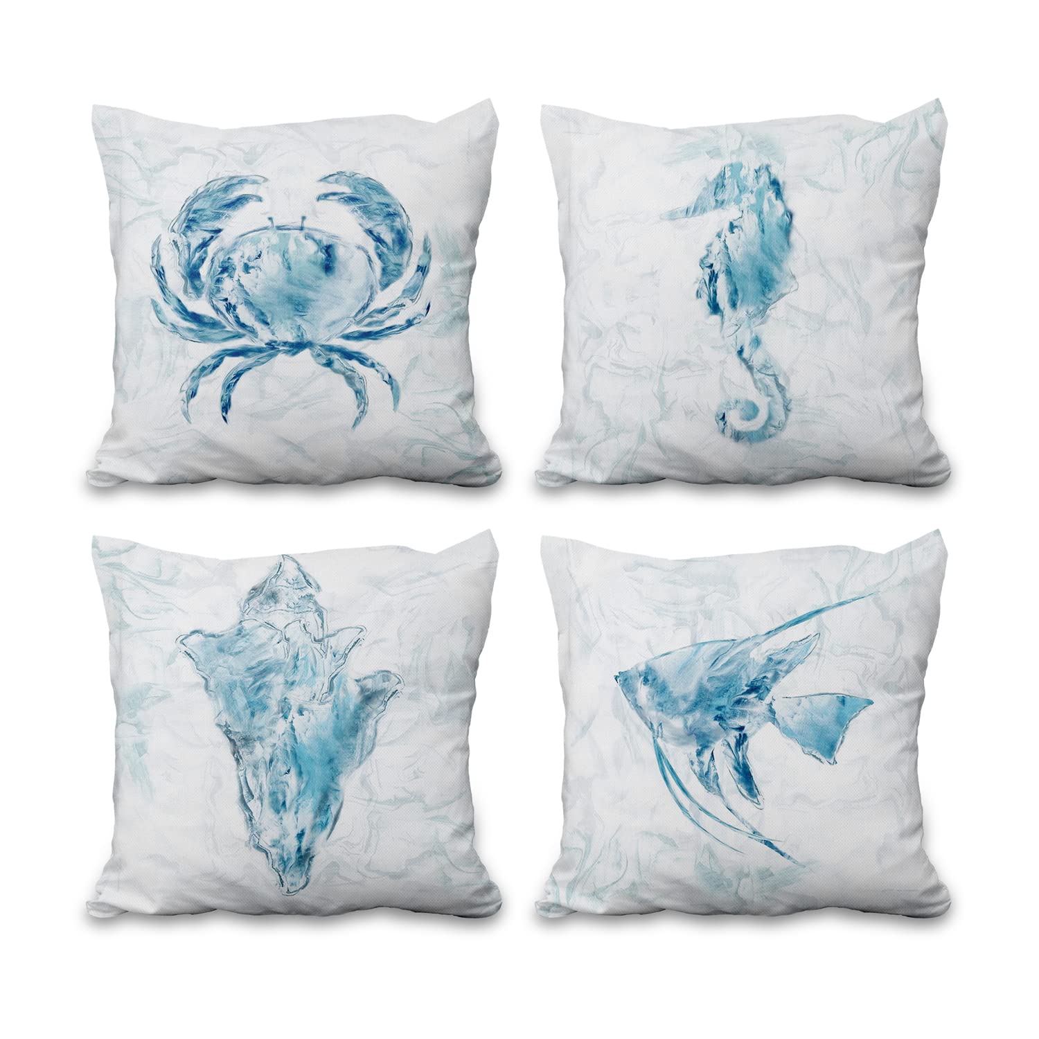 Housse de coussin de 61x61cm Aoihrraan crabe et conque pour relooker un canapé