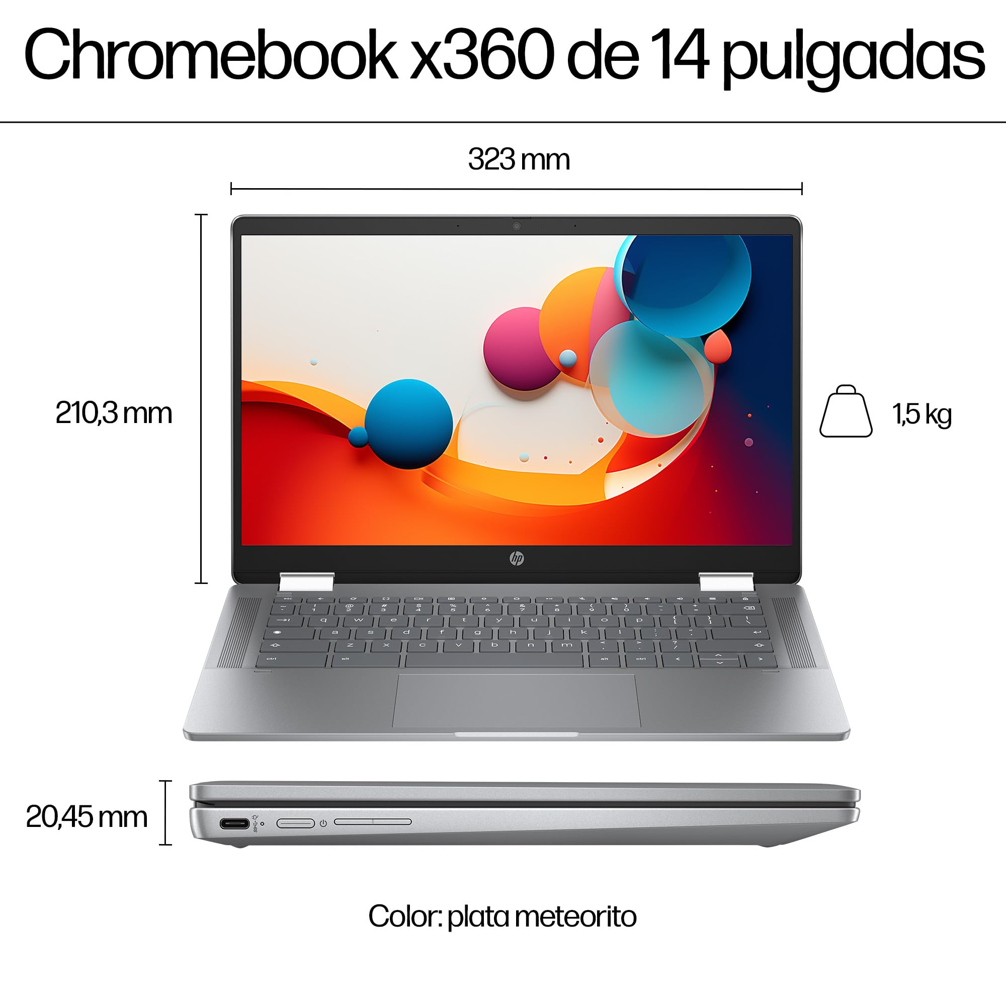 HP Chromebook X360 - Computer portatile Google 14" FHD (Intel N100, 4 GB RAM, 128 GB eMMC, ChromeOS) + abbonamento Google AI Pro con Gemini Pro e 2 TB di spazio di archiviazione per 3 mesi -QWERTY
