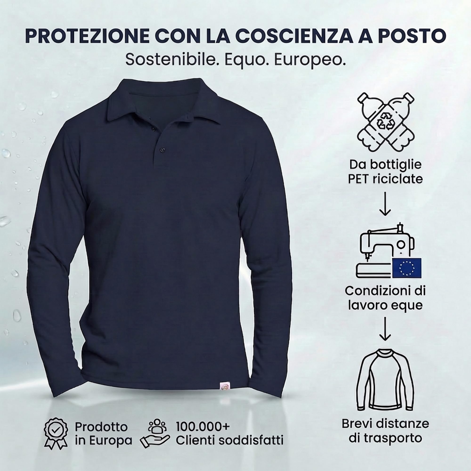 iQ-UV Langarm Polo Uomo