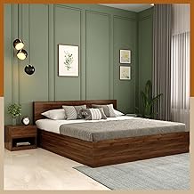 Wooden Street Harper Bed | Premium Engineered Wood Queen Size Bed with Box Storage, (82 L x 62 W x 32 H Inches) | Strong & Durable Modern Double Beds - Columbian Walnut Finish with 1 Year Warranty