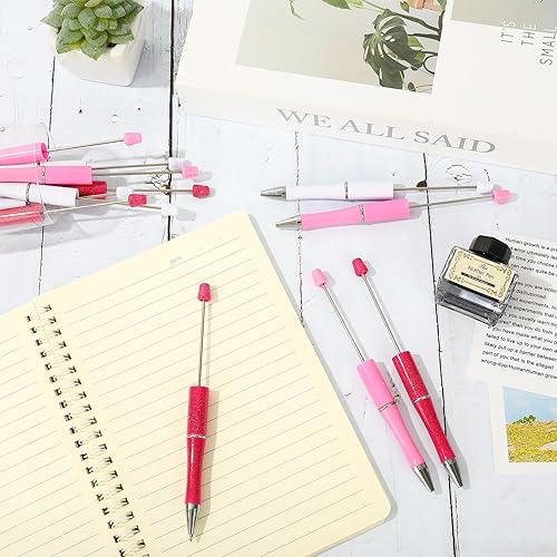 Miniatura 4 de Whaline 24 bolígrafos con cuentas para el día de San Valentín, color rojo, rosa, blanco, 3 colores, bolígrafo de tinta de gel, bolígrafos