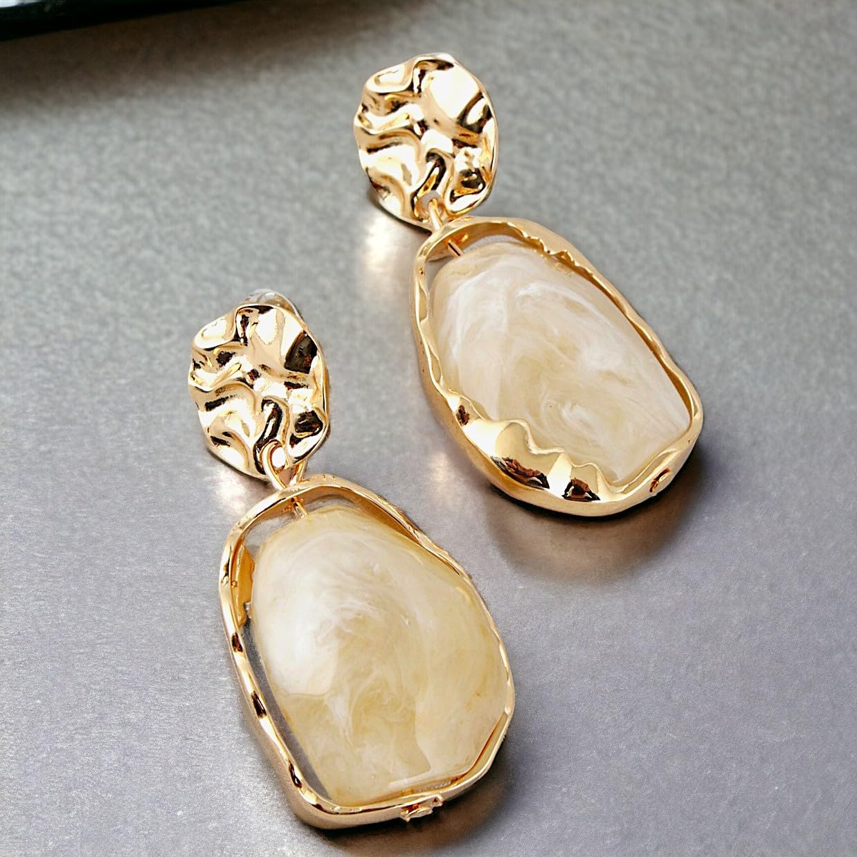 18k Plated Stone Dangle Earrings For Women