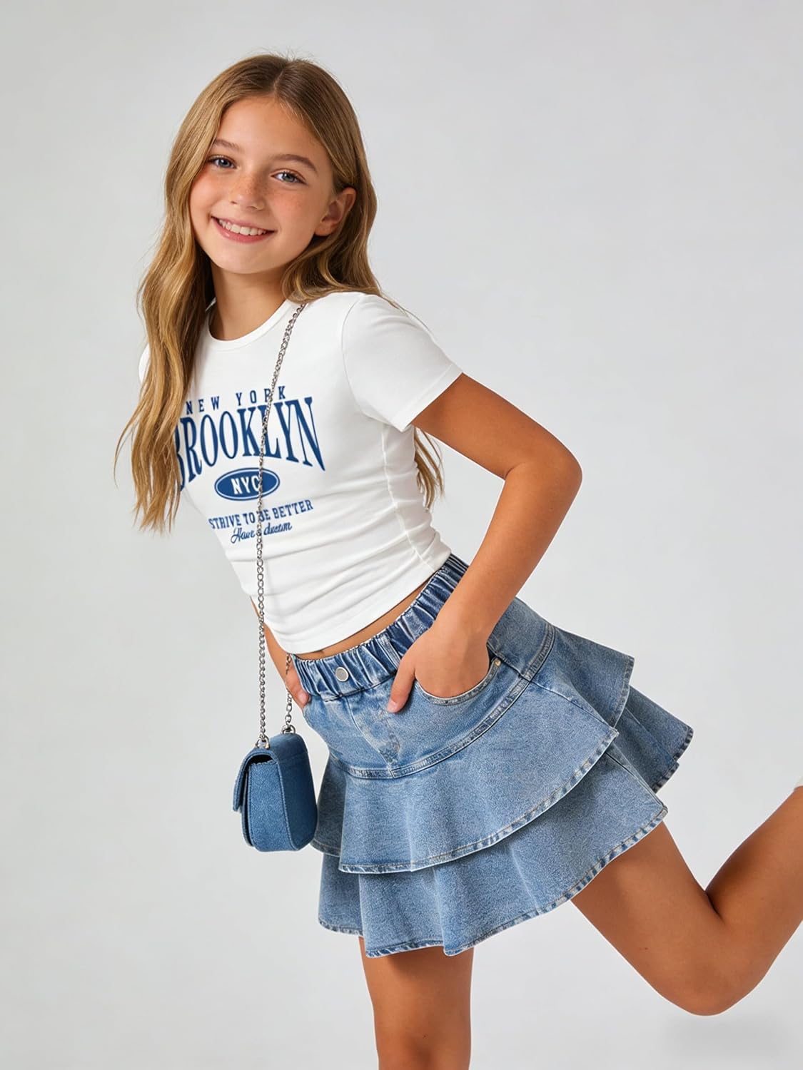 Cakaner Tween Girls Skirt Short Sleeve