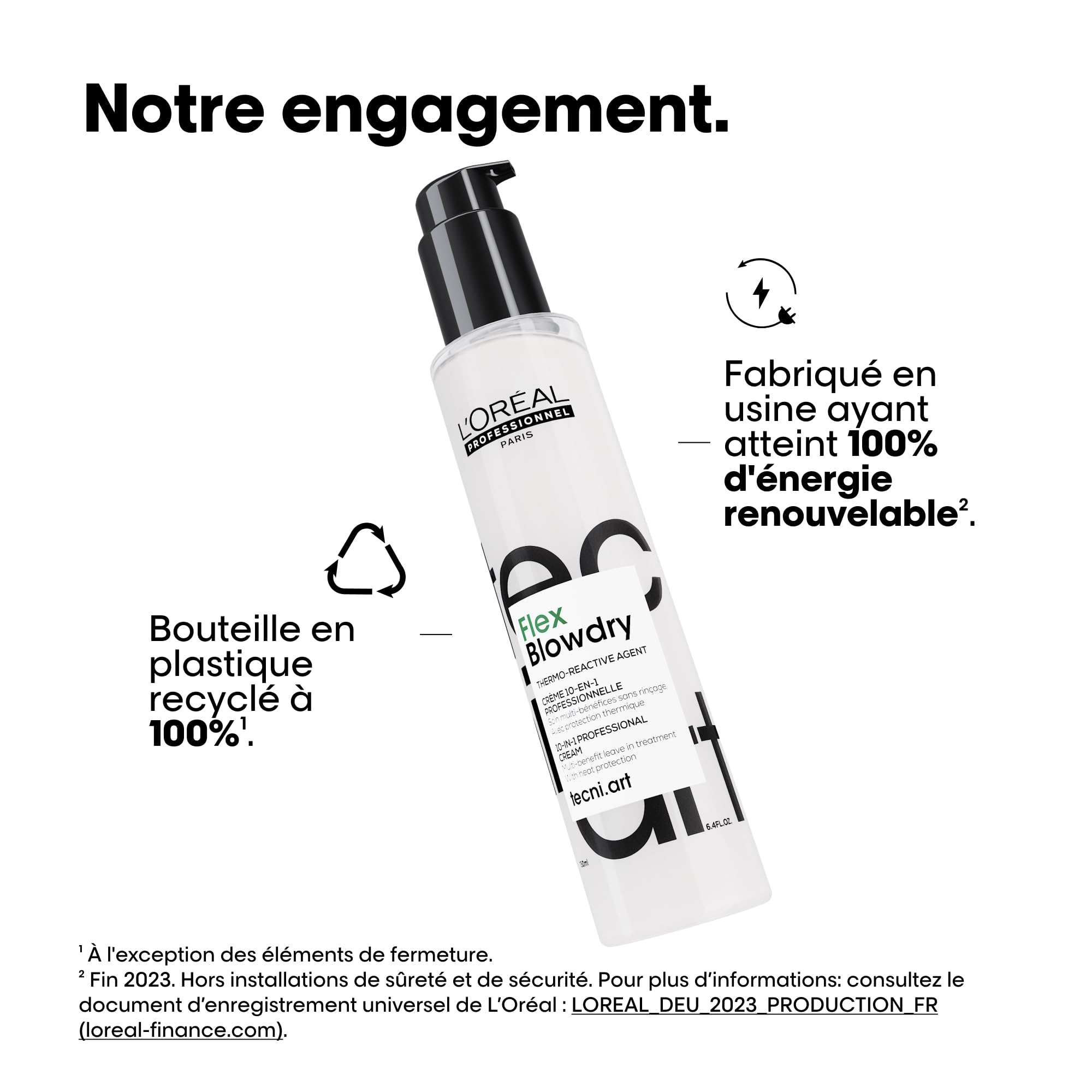 L'OREAL PROFESSIONNEL - Crème 10-en-1 Flex Blowdry Tecni Art - Soin Multi-Bénéfices, Thermoprotecteur & Anti-Frisottis - Facilite Le Brushing - Sans Rinçage - Cheveux Raides à Bouclés - 150 ml