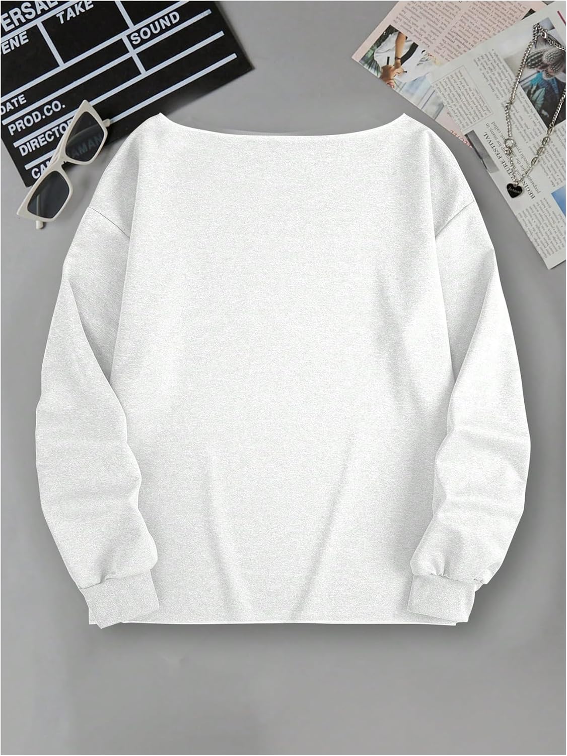 WDIRARA Women's Off the Shoulder Sweatshirts Letter Graphic Long Sleeve Pullover Loose Tops Streetwear - Image 2