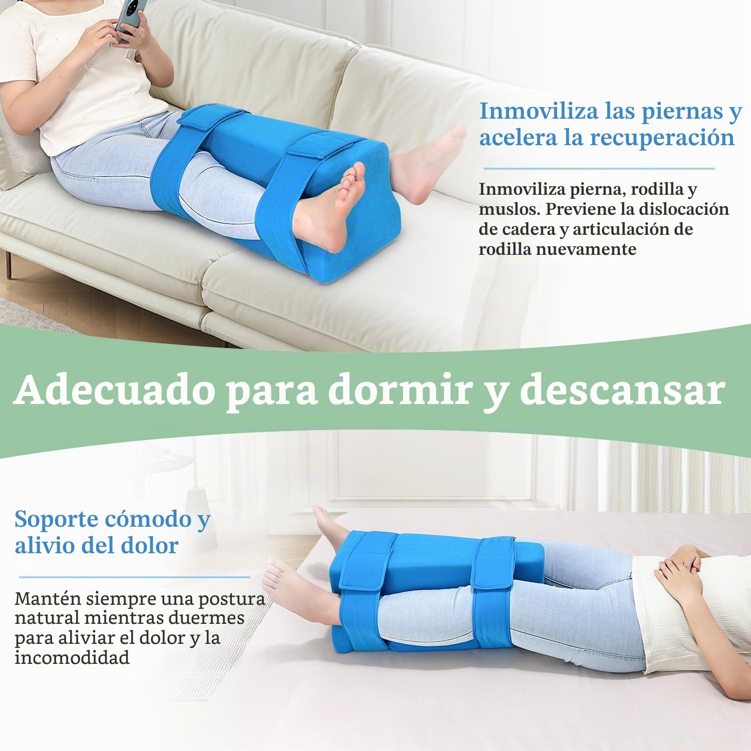 Almohada de abducción de cadera, almohadas de repuesto para después de la cirugía, suministros de recuperación de rodilla, cuña de espuma con correa, almohada de bursitis entre las piernas,