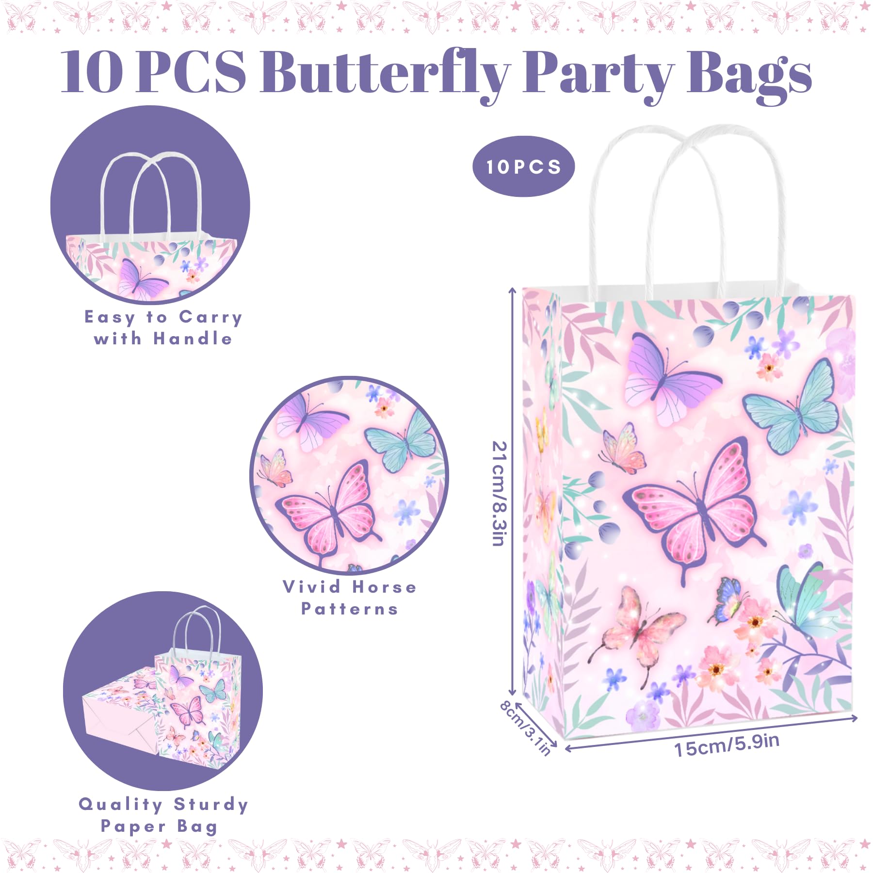 10 Sacchetti Regalo A Forma Di Farfalla, Carta Kraft Colorata Con Manici, Perfetti Per Bomboniere, Festa Compleanno Bambine, Pacchetti Regalo Fai Da Te