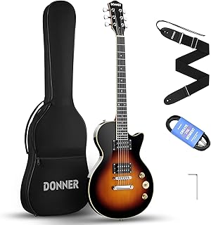 39 Inch LP Electric Guitar Solid Body Beginner Kit Sunburst Full Size, with Bag, Strap, Cable, for Beginner,DLP-124S