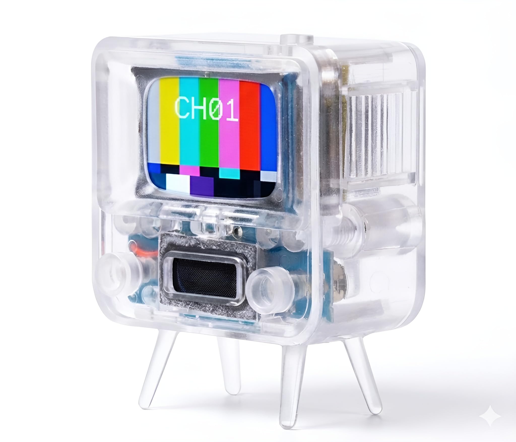 TinyTV 2 - Portable Retro TV with Rotary Knob - Easily Load Your Videos to Your Miniature TV via USB (Clear)
