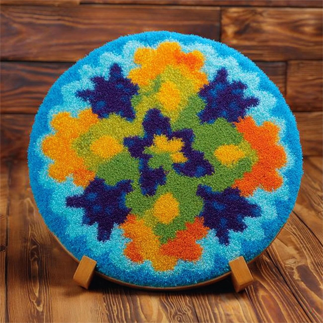 Kitquiver Rug Latch Hook Craft Kits Colorful Flowers 100x100cm