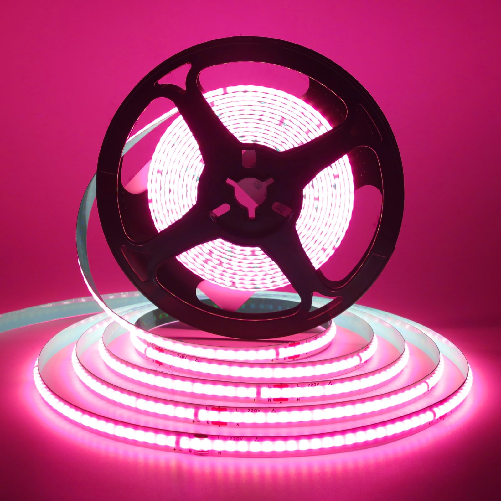 KAFULA 220V COB LED Strip Light [10M,Pink],240 LEDs/m Flexible FCOB LED Fairy Lights CRI85+,Cut Every 10cm,Home Decor - Power Adapter Not Included