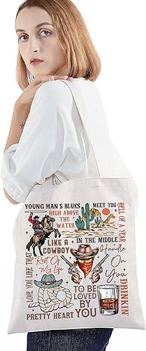 Miniatura 3 de BWWKTOP Western Cowboy Singer Tote Bag Country Music Gifts Country Concert Canvas Shoulder Bag Country Singer Merchandise