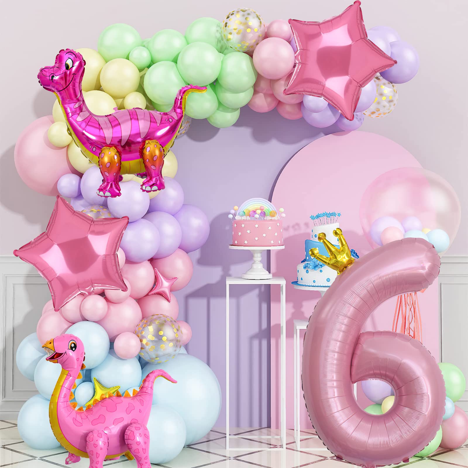 Dinosaur 2nd Birthday Party Decorations – TWO REX Letter Balloons With Pink Heart Design For Boys’ Party - View #2