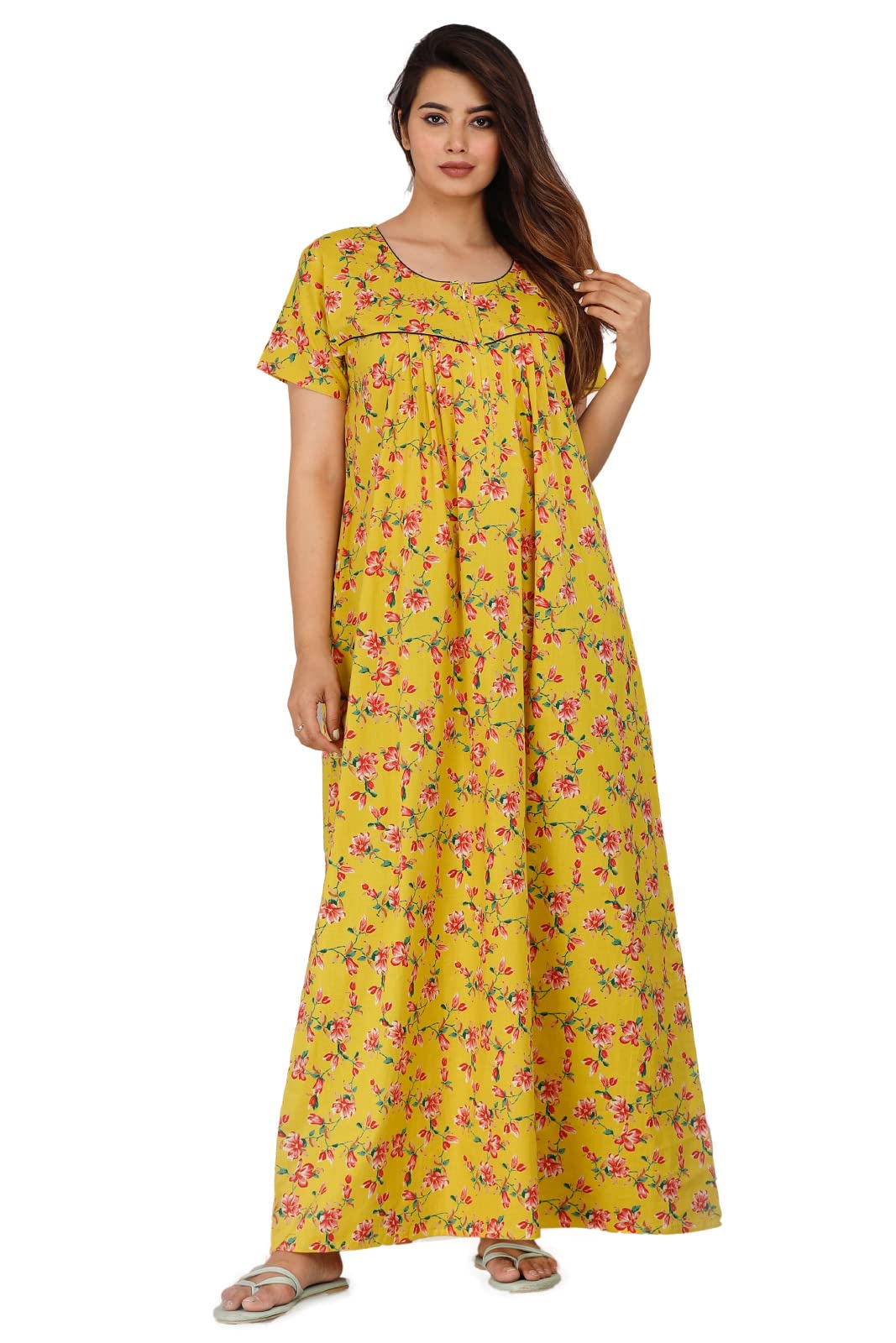 urali Women's Printed 100% Cotton Night Gown-picture-4