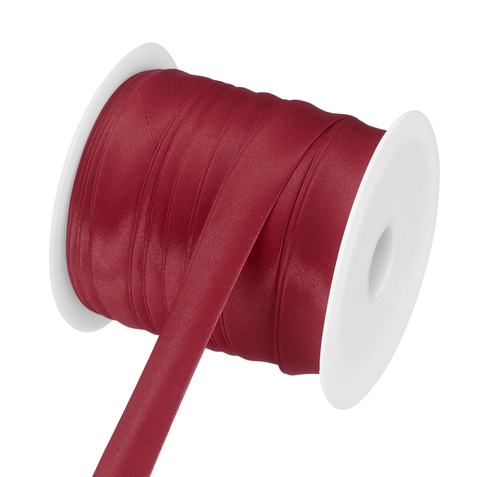 sourcing map Double Fold Bias Tape 3/4" x 25 Yds Satin Bias Wine Red