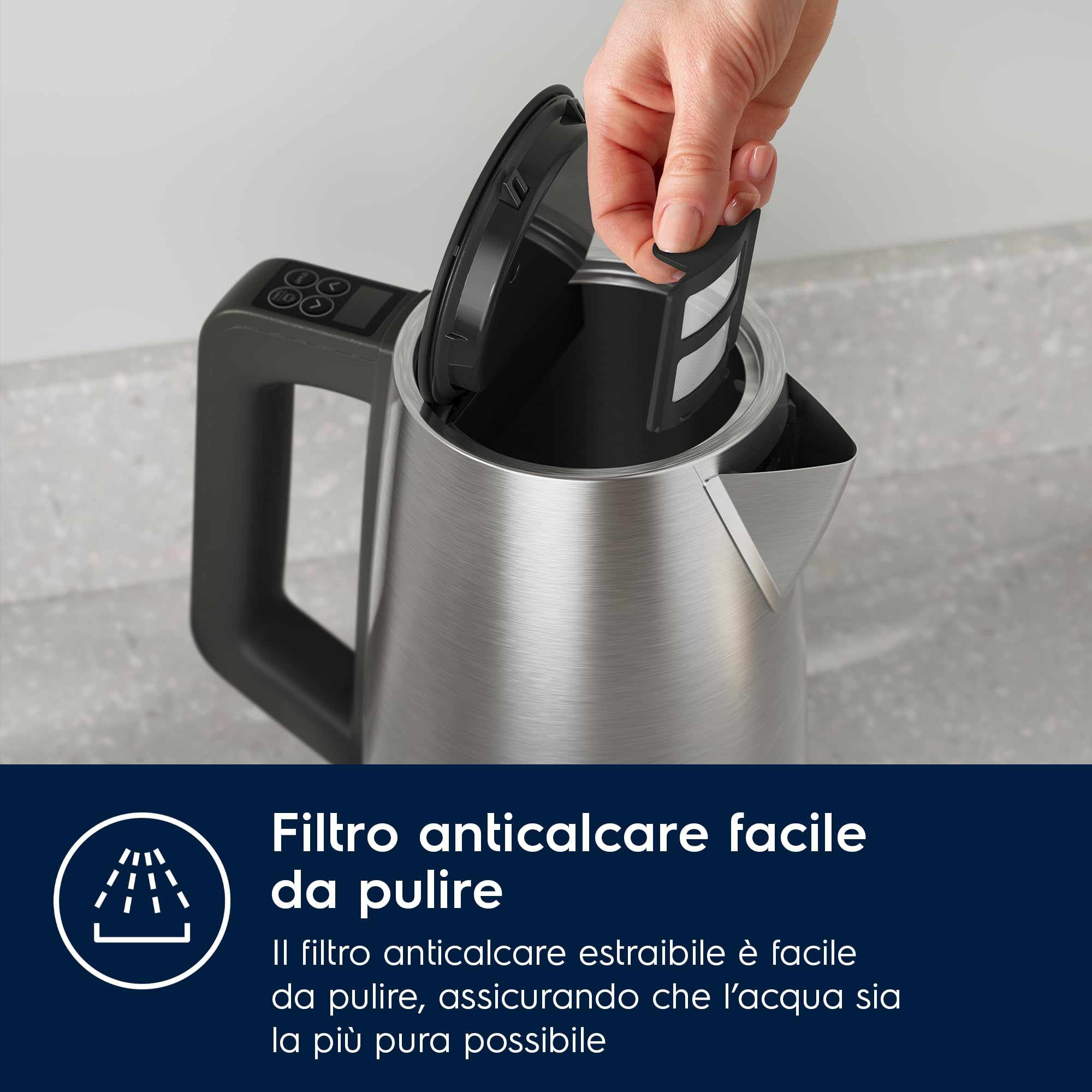 Electrolux Create 5 E5K1-6ST, Bollitore Elettrico 1,7 L, Funzione Turbo e Mantenimento Caldo, Controllo Preciso della Temperatura, Spegnimento Automatico, Design Elegante e Compatto, Acciaio Inox