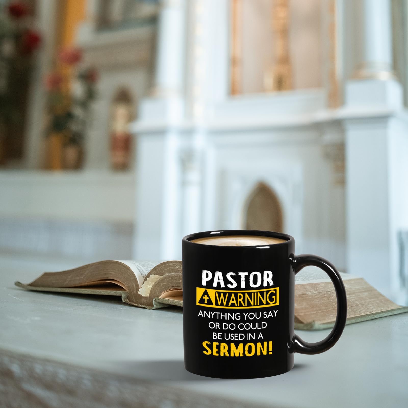 YHRJWN - Pastor Appreciation Mug, Religious Gifts for Men, Unique Christian Gifts for Birthday, Christmas - 11 Oz Black