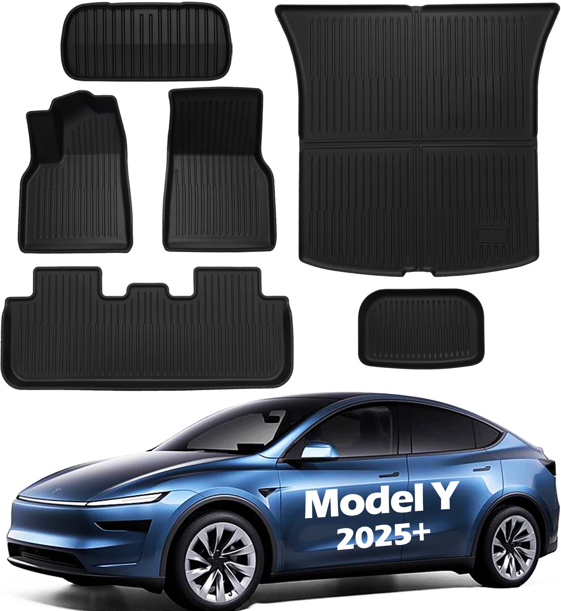 Model Y Juniper Car Floor Mats 2025 New Tesla Y Full Set All Weather Cargo Liners Waterproof Carpet Protector Anti Slip Liner Thick Trunk Cover Mat Durable Odorless Accessories