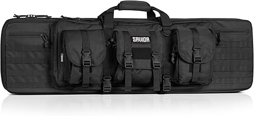 Savior Equipment - Estuche táctico American Classic, doble, largo, para transportar armas de fuego, pistolas, rifles, con mochila, compartimento con