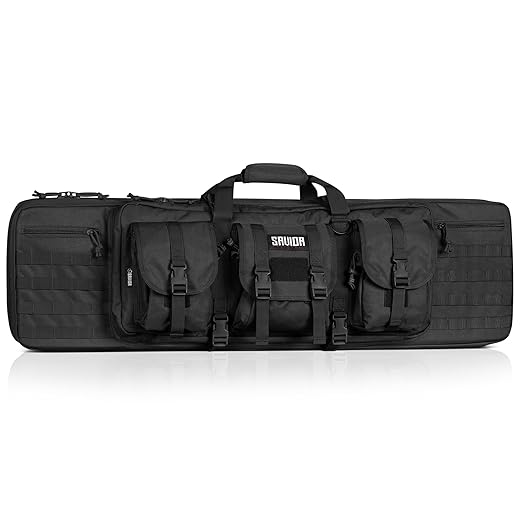 Savior Equipment American Classic Tactical Double Long Gun Bag Pistol Transportation Case w/Backpack Strap, Lockable Compartment, Available Length in 36" 42" 46" 51" 55"