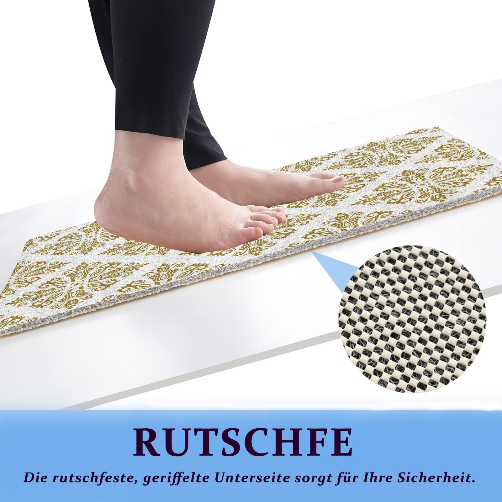 Alfombrilla de ducha antideslizante, 60 x 120 cm, suave, cómoda, de seguridad, alfombrilla de baño, alfombrilla antideslizante para bañera y zonas húmedas, color marfil