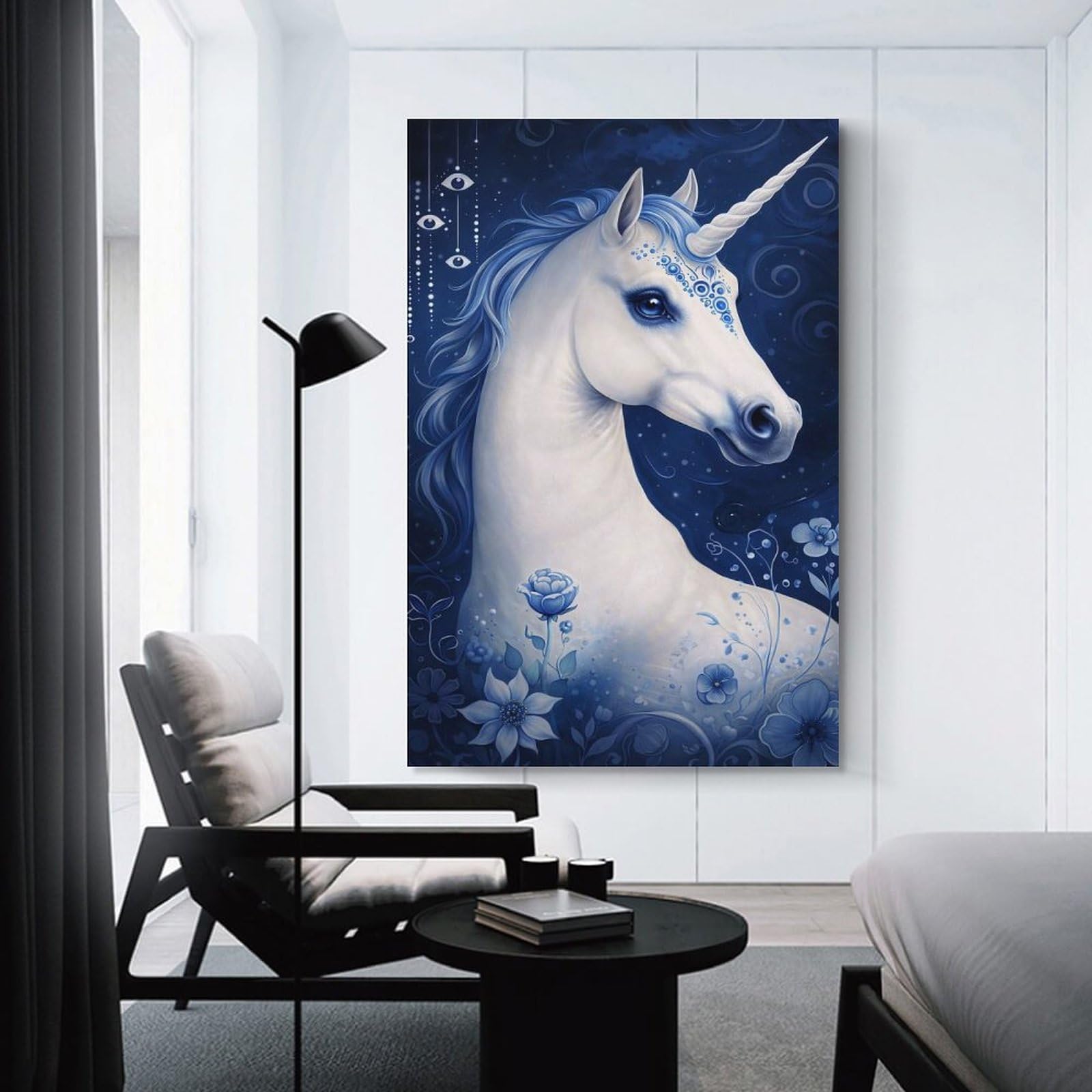 Junmoney Unframe-Style-6-1 Celestial Unicorn Dream Canvas Wall Decor, 24X36inch(60X90cm), For Gallery Wall Decor And Room Displays, Wall Decor Suited To Curated Displays