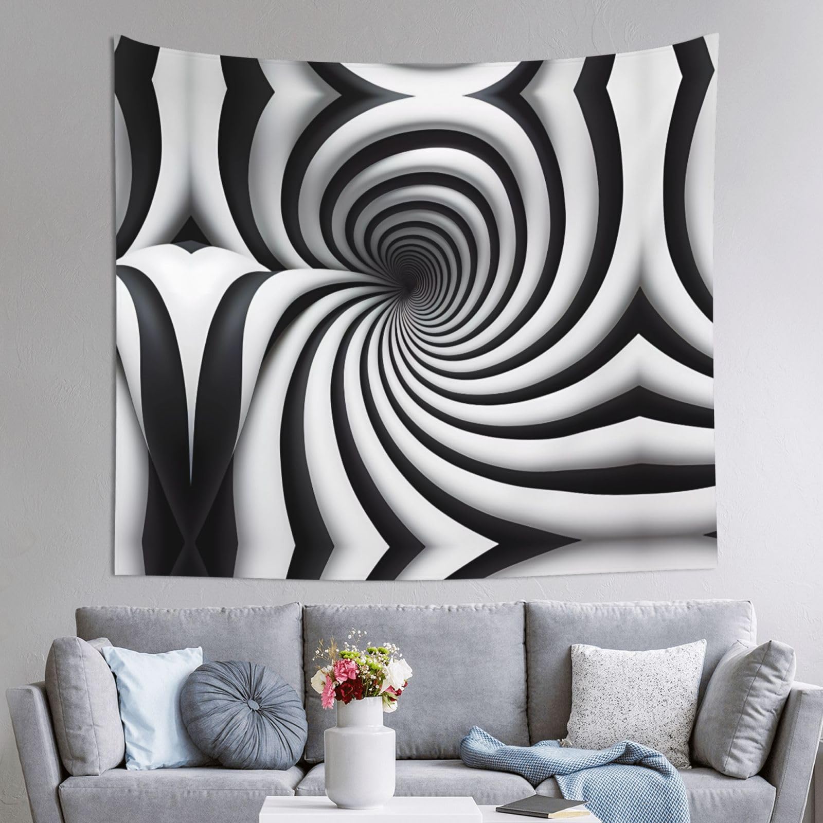 HLSBSSL 60x51in spiral optical illusion gif Printed Tapestry Tablecloth for Dormitory and Picnic Rooms - Multifunctional Fabric Hanging
