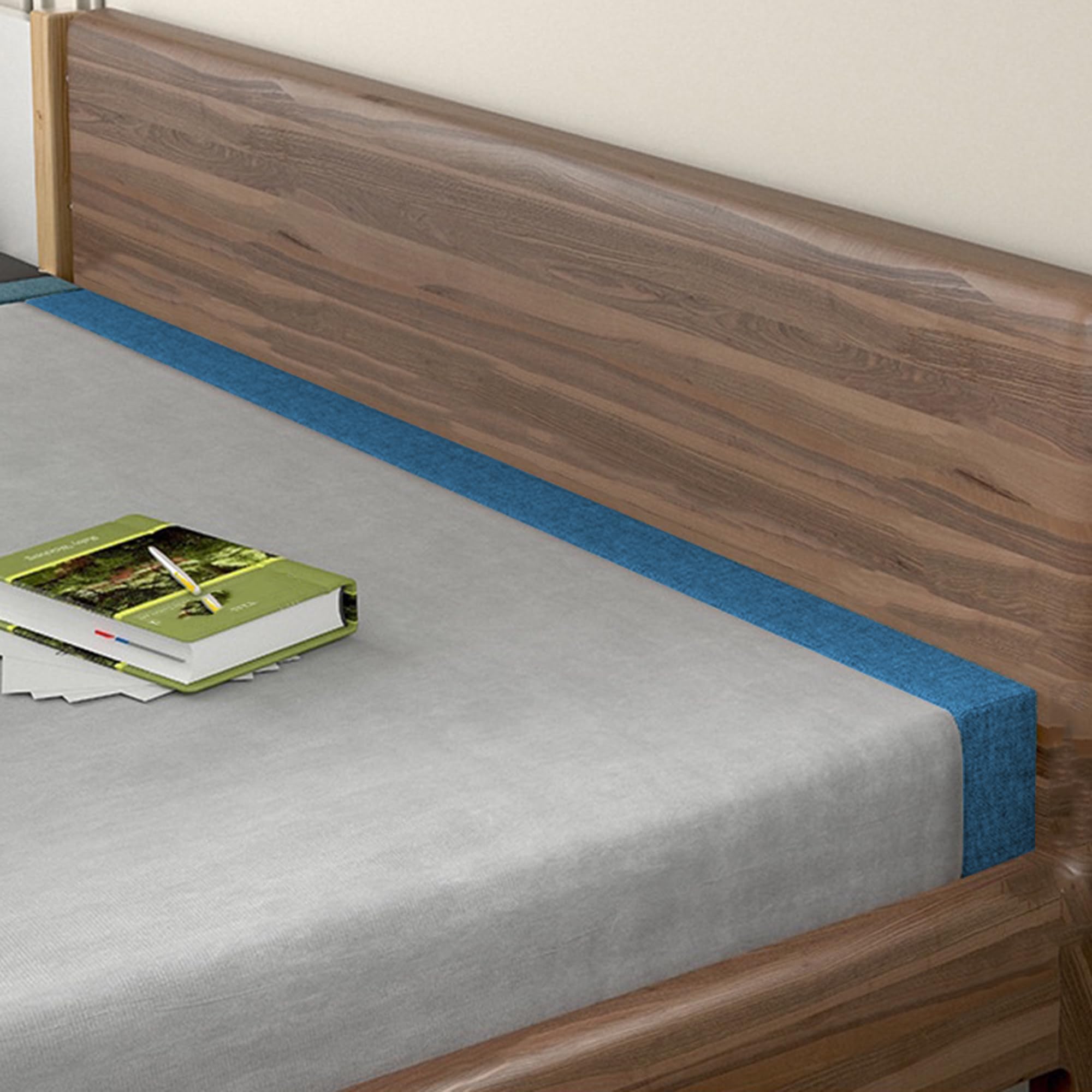 Tapis de lit avec housse amovible et protection de chevet Bleu 220 x 15 x 15 cm