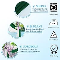 Vista 5 de Cortina de tela de gasa para boda, 20 pies, 2 paneles, cortinas de fondo transparentes, arcos de boda verdes para ceremonia, decoración de arco