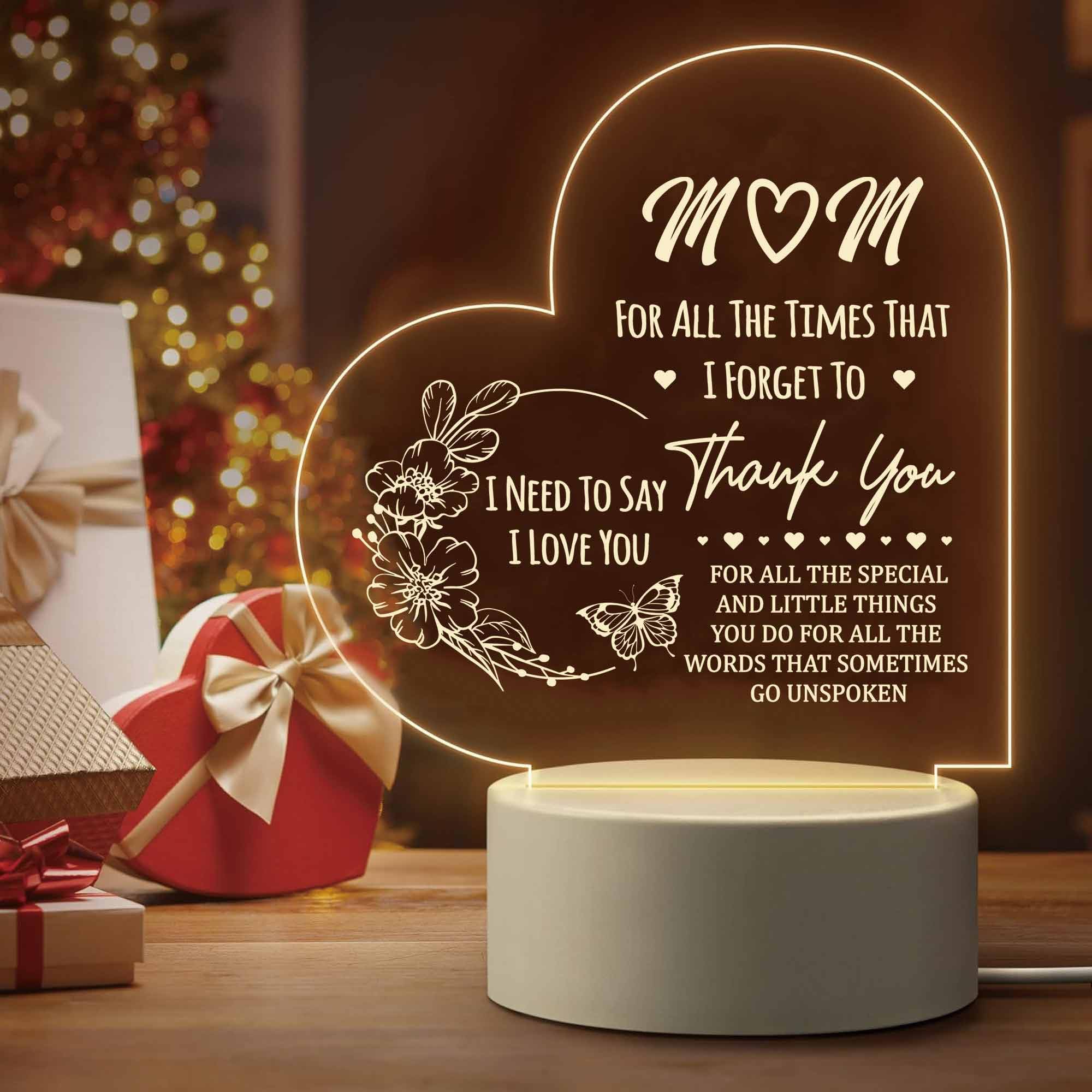 Gifts for Mom, Birthday Gifts for mom - Acrylic Engraved Night Lamp, Personalized Mom Gifts from Daughter Son, Best Gift for Mom on Mother's Day Christmas