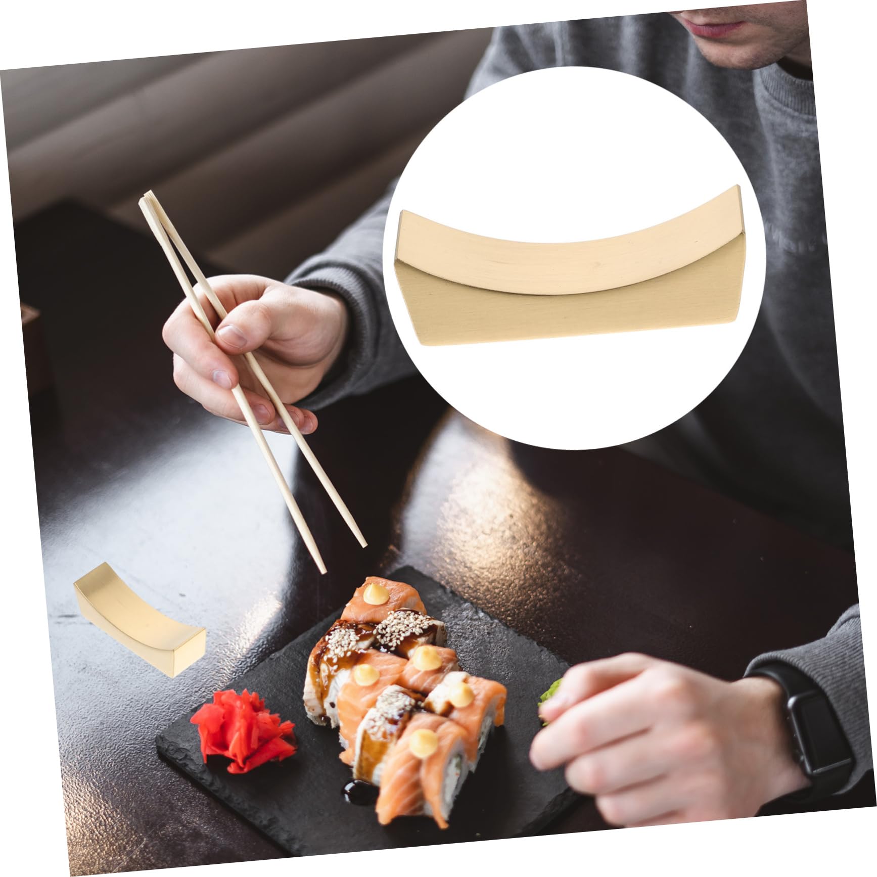GRIRIW Stainless Steel Chopstick Holder Ingot Shape Chopstick Rest Tool Fork Spoon Rest Dinner Spoon Stand Chopstick Stand Holder Knife Stand Holder Chopstick Stand Rest Pen Rack Golden