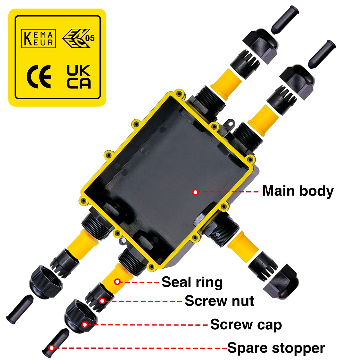 Crazy Clearance Waterproof Junction Box IP68 5-way Outdoor Cable Square Electrical Connector Boxes with Terminal External Sleeve Coupler for 4mm-14mm Diameter Cable,4 packs Best Promo Waterproof Junction Box IP68 5-way Outdoor Cable Square Electrical Connector Boxes with Terminal External Sleeve Coupler for 4mm-14mm Diameter Cable,4 packs