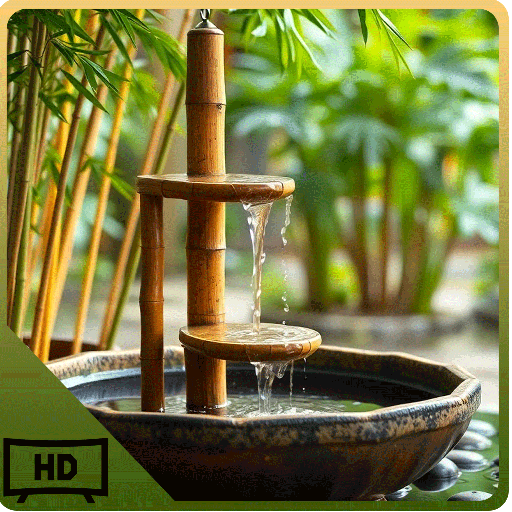 Relaxing Bamboo Water Fountain Ambience