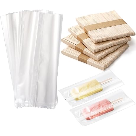 Essential Popsicle Essentials: Okllen 600-Piece Wrappers and Sticks for Effortless Homemade Ice Cream Treats