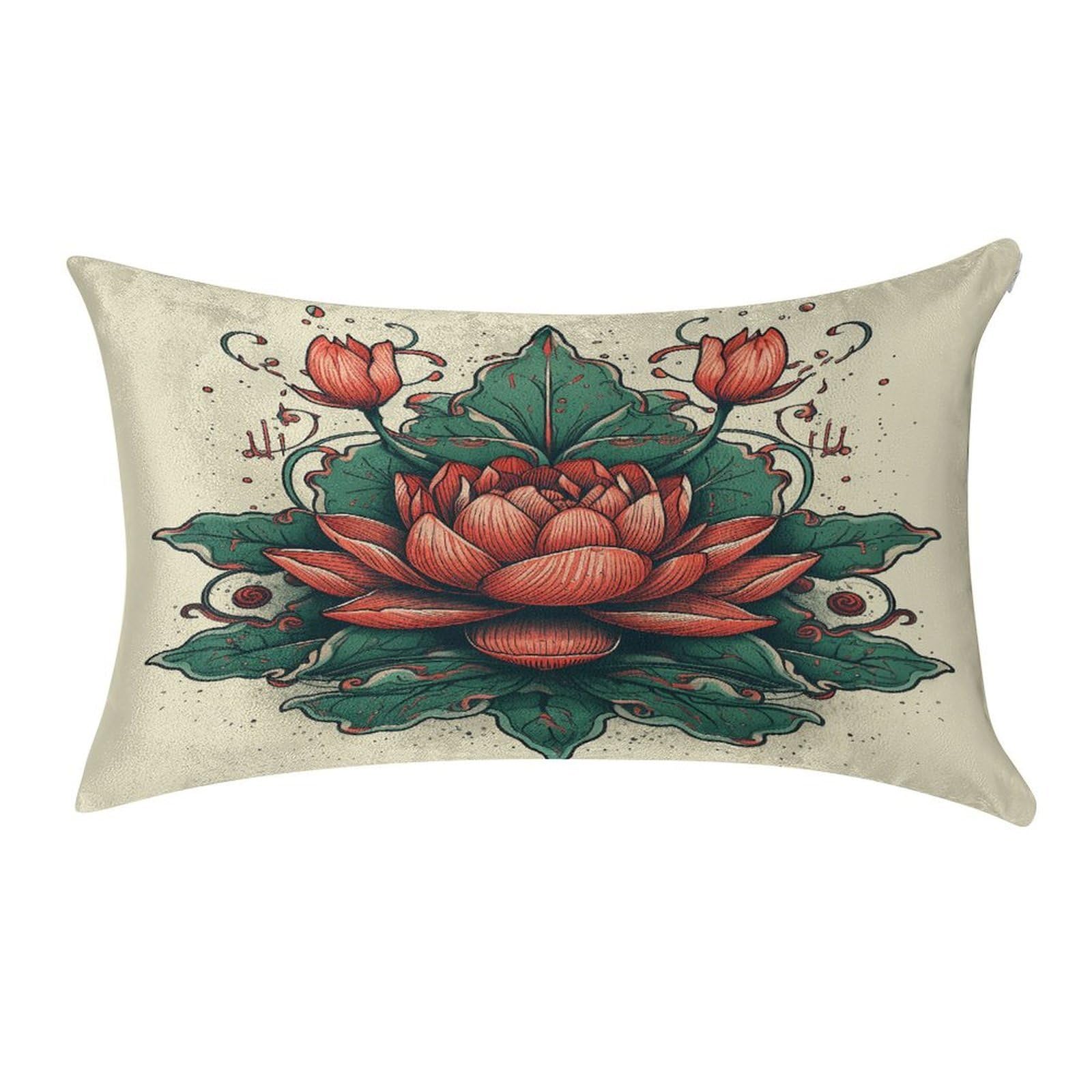 Btcowzrv Style Hand Drawn Red Flower Pillow Cover Pillow Case Pillowcase