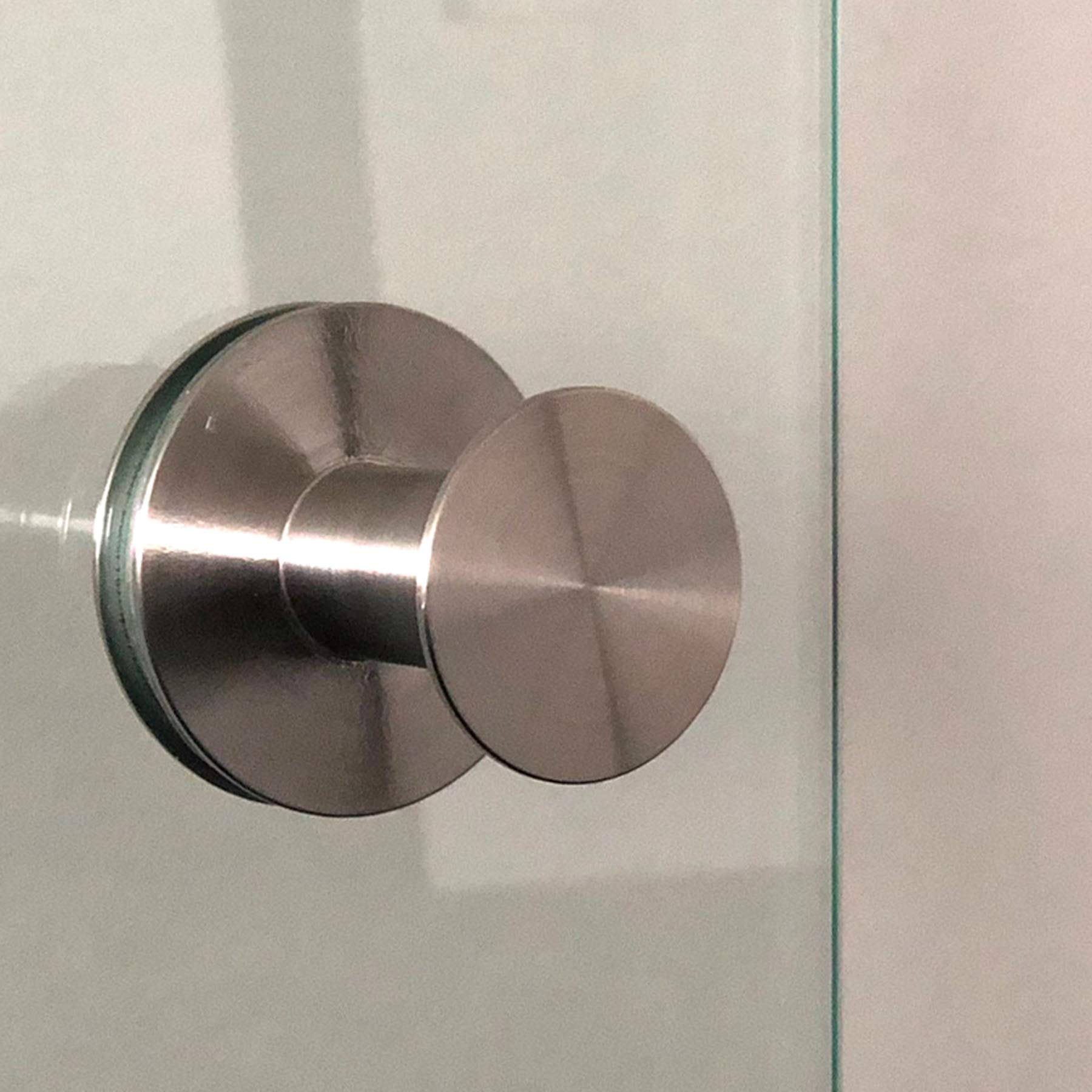 AMOD BM2-900-KNAUF-AS: Schiebetürsystem ESG 900x2050x8mm Dekor M2, Siebdruck; Schienensystem ALU SlimLine SoftStop Knaufmuschel
