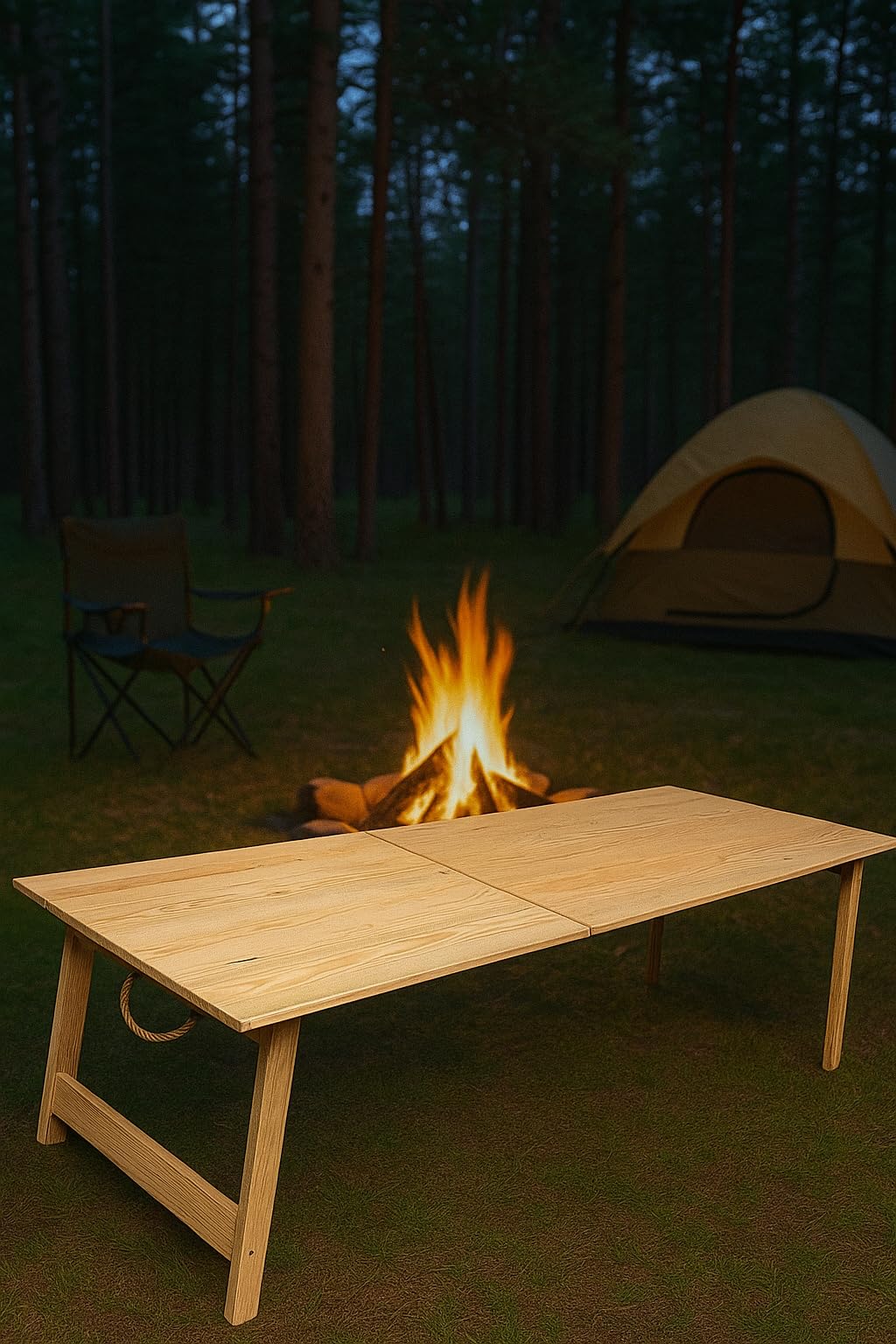 pratikoutdoor Katlanır Sabit Ayaklı Kamp, Piknik ve Bahçe Masası 70x150 cm - Ham Naturel Renk