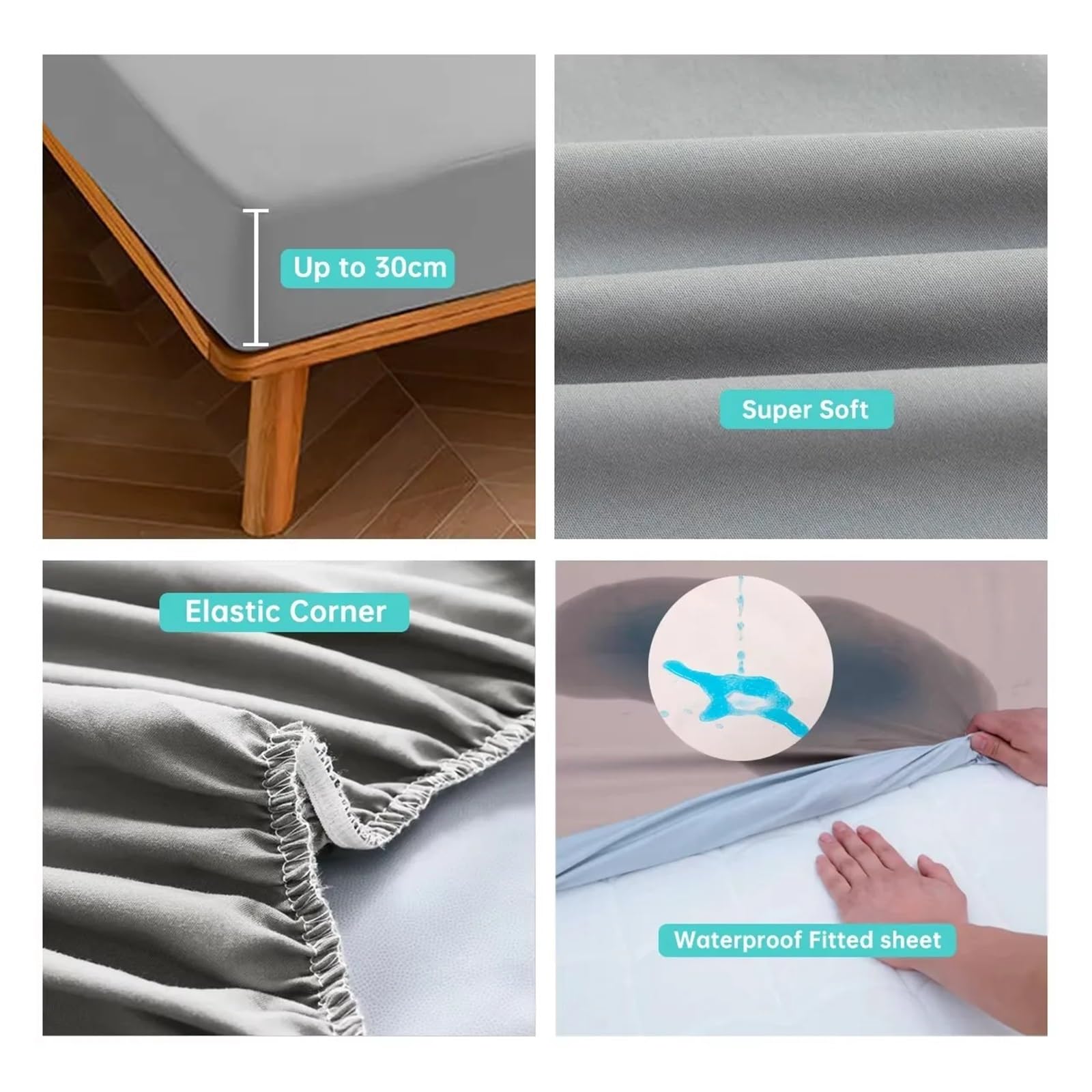 Funda de colchón Impermeable, Transpirable, Lavable, sábana Bajera Ajustable for Cama Doble para Cama(Color5,150x200x25cm)