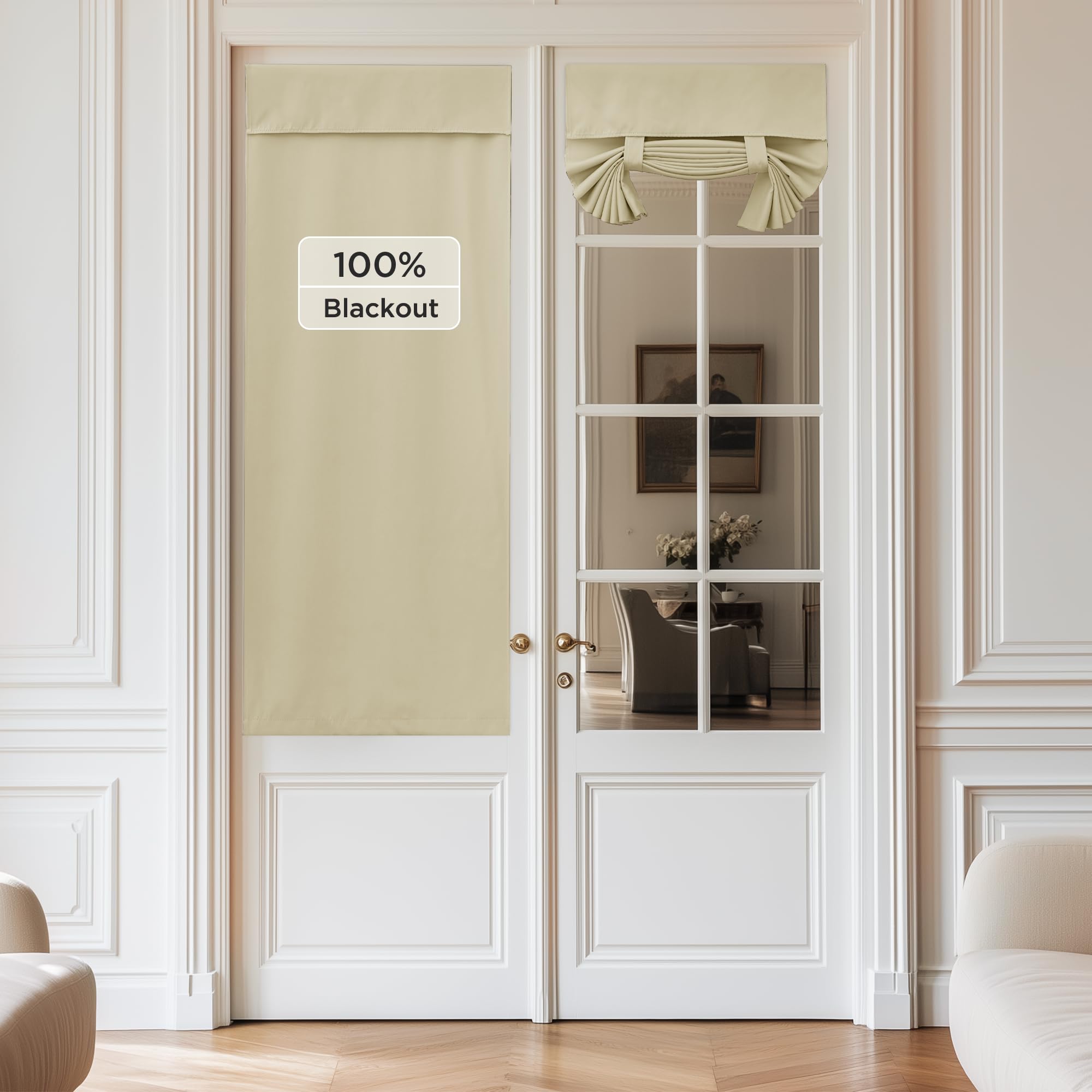 NICETOWN Door Curtain 64 inches Long for Window, Thermal Insulated Window Covering for Living Room Bedroom, Thermal Insulated Door Shade, 1 Panel, Cream, 26 inches Wide