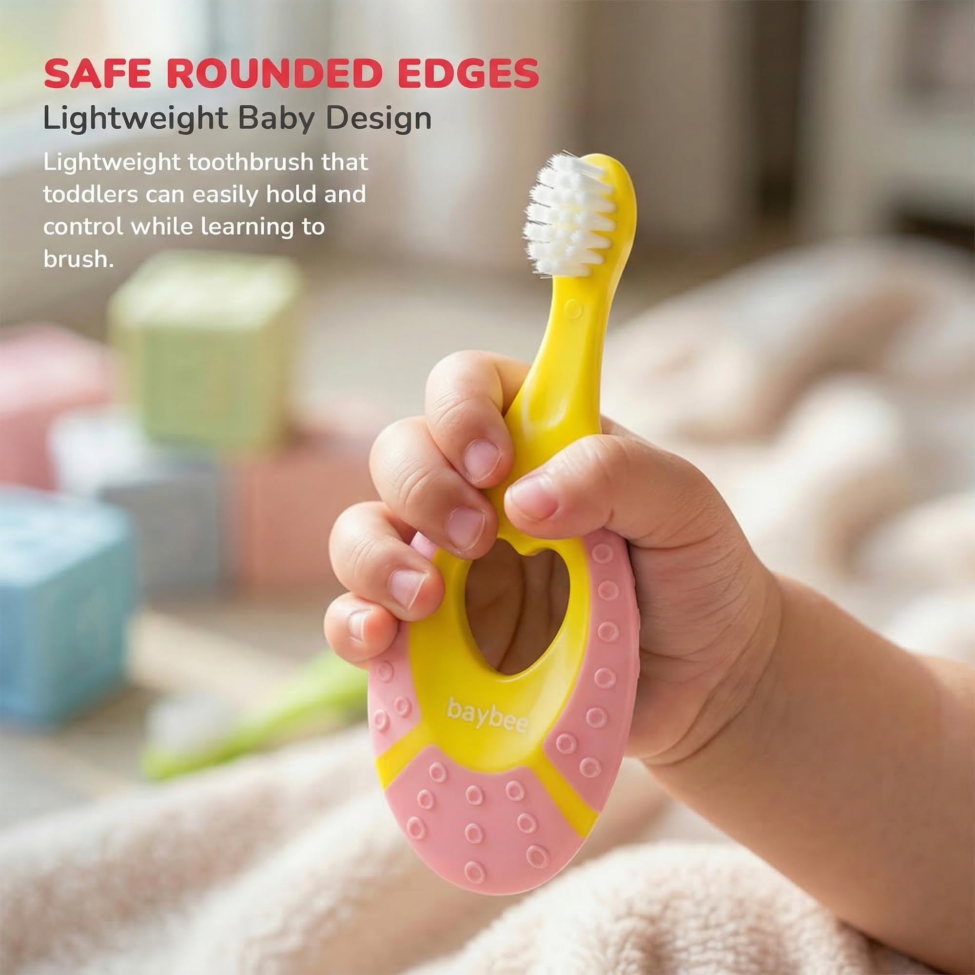 Baybee Ultra Soft Baby Toothbrush | BPA-Free Smooth Silicone Bristles | Easy Grip, Great For Massaging & Cleaning Gums Toddler Tooth brush | kids Safe and Effective Oral Care Toothbrush For 3M+ (Pink)