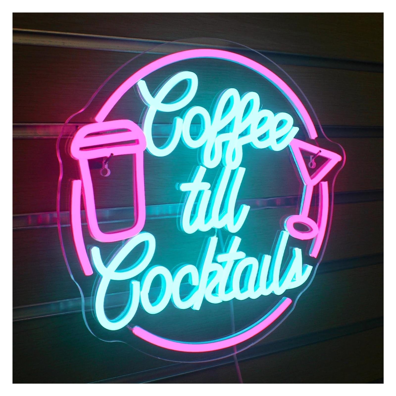 LEMST Signs Lamp Coffee Till Cocktails Dimming Neon Light Wall Decor USB Powered for Bar Club Restaurant Coffee Shop Business 35cmх32cm