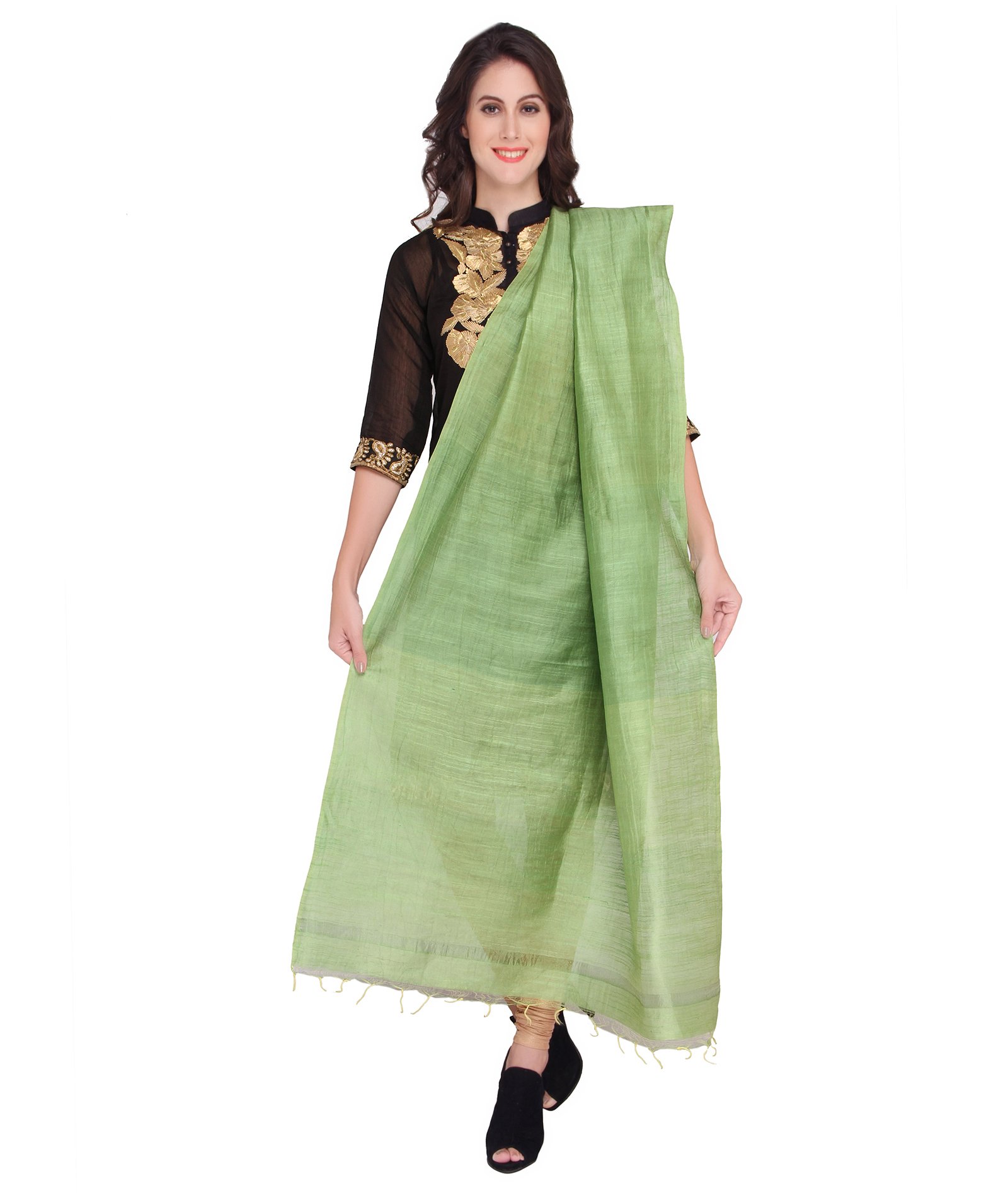 DUPATTA BAZAARLight Green Solid Dupatta